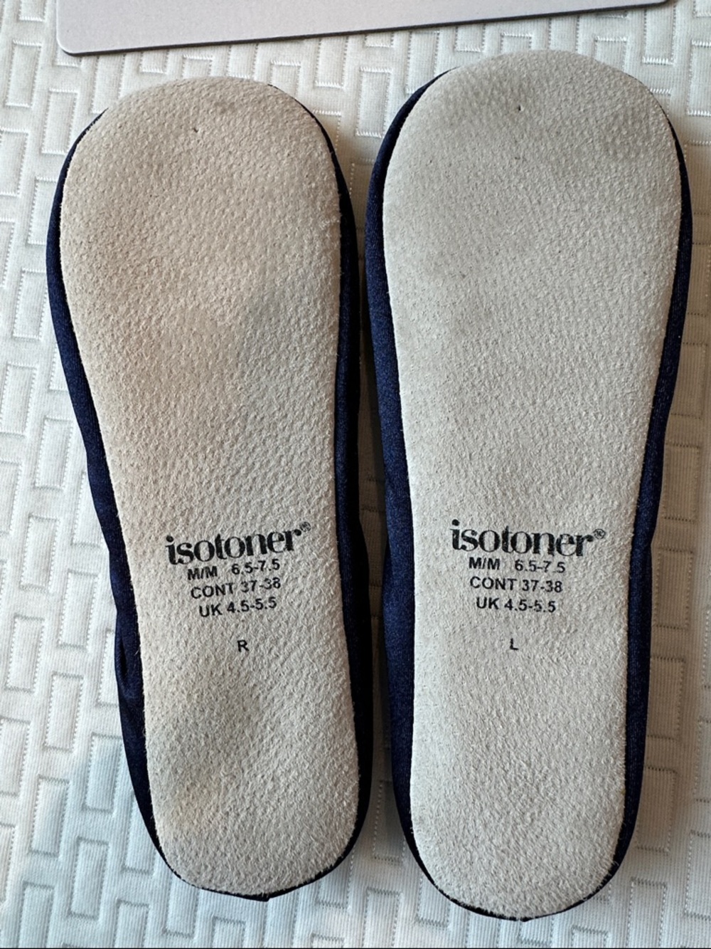 isotoner Navy Satin Ballerina Slippers - Picture 5 of 10